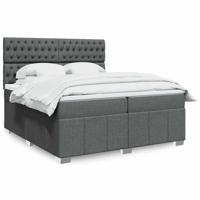 Boxspring met matras stof donkergrijs 200x200 cm - thumbnail