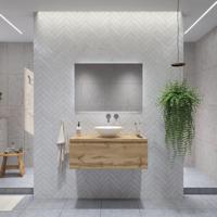 Badkamermeubelset Gliss Eros 100 cm Rustiek Eiken Met Waskom - thumbnail