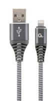 GEMBIRD USB naar Lightning-kabel CC-USB2B-AMLM-2M-WB2 grijs wit/grijs 2 m - thumbnail