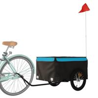 Fietstrailer 45 kg ijzer zwart en blauw - thumbnail
