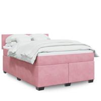 Boxspring met matras fluweel roze 140x190 cm - thumbnail