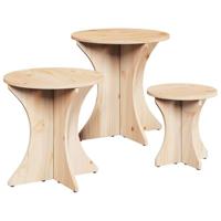 Salontafel 3 pcs Naturel 46 x 46 x 47 cm Massief grenenhout - thumbnail