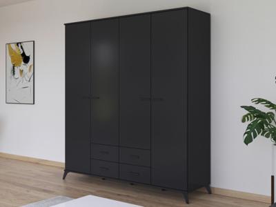 Kledingkast LUCIANI 4 deuren 4 lades metaalgrijs Kledingkast LUCIANI 4 deuren 4 lades metaalgrijs