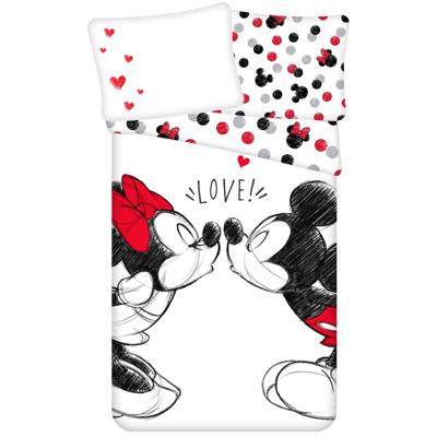 Disney Mickey & Minnie Mouse Dekbedovertrek love - Eenpersoons - 140 x 200 cm - Katoen