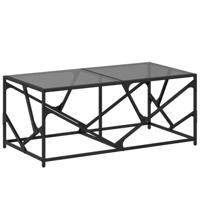 Salontafel met zwart glazen blad 98,5x50x41 cm staal - thumbnail