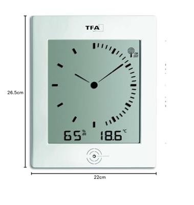 TFA Dostmann 60.4506 Zendergestuurd Wandklok 220 mm x 265 mm x 31 mm Zilver