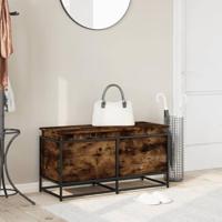 Opbergbox met deksel 100x40x51,5 cm bewerkt hout gerookt eiken - thumbnail