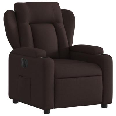 Fauteuil verstelbaar elektrisch stof donkerbruin - thumbnail