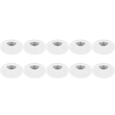 Spot Armatuur 10 Pack - Pragmi Pollon Pro - GU10 Inbouwspot - Rond - Wit - Aluminium - Verdiept - Ø82mm