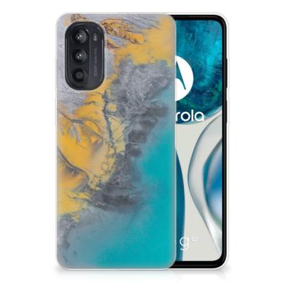 Motorola Moto G52/G82 | TPU | Siliconen hoesje | Marble Blue Gold Motorola Moto G52/G82 | TPU | Siliconen hoesje | Marble Blue Gold