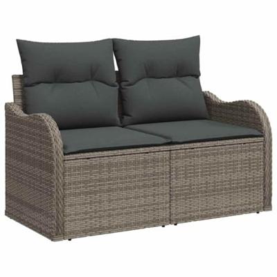Tuinbankenset met kussen 6 pcs Grijs poly rattan