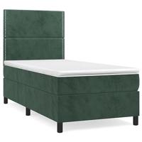 Boxspring met matras fluweel donkergroen 90x190 cm - thumbnail