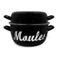 Mosselpot - MENASTYL - 3645564 - Geëmailleerd staal - Zwart - 24 cm - Met opschrift - Alle kookplaten inclusief inductie - thumbnail