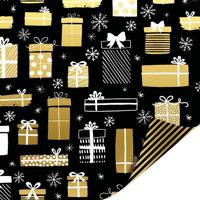 Geschenkpapier Holiday zwart/goud, 30 cm x 100 m - thumbnail