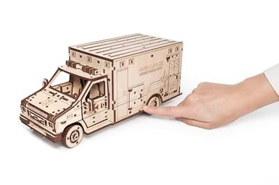 Eco Wood 3D Houten Ambulance DIY Mechanical Modelbouw