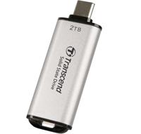 Transcend ts2tesd300s esd300s external ssd, 2 tb, usb type-c, 10gbps, 1050/ 950 mb/s, silver - thumbnail