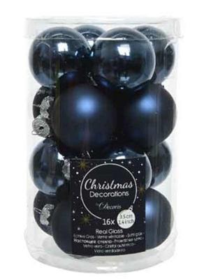 16 Glazen balletjes 35 mm nacht blauw - Decoris