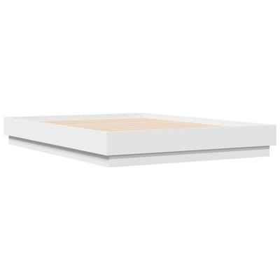 Bedframe LED massief hout wit 120x200 cm