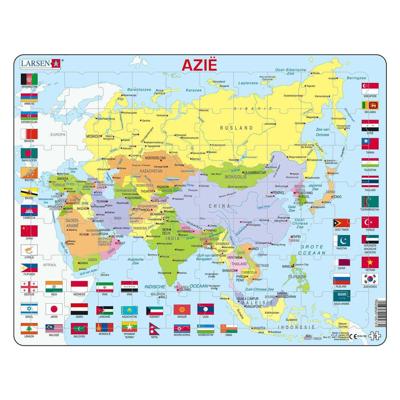 Selecta Larsen legpuzzel kaart azie met vlaggen, 70st.