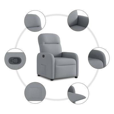 Fauteuil elektrisch verstelbaar stof lichtgrijs
