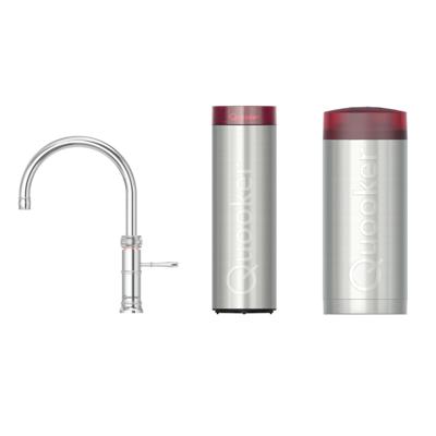 Quooker Classic Fusion Round Keukenkraan Set - Kokend Warm- en Koud Water - Chroom - met COMBI+ Reservoir & CUBE - Direct Gekoeld Bruisend Water