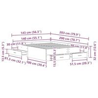 Bedframe met lades artisanaal eikenkleurig 140 x 200 cm - thumbnail