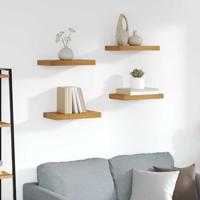 Wandplank met opslag 4 pcs Bruin 40 x 23,5 x 4 cm Bewerkt hout - thumbnail