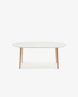 Kave Home Uitschuifbare Ovale Eettafel 'Oqui' 140 - 220 x 90cm, kleur Wit - thumbnail