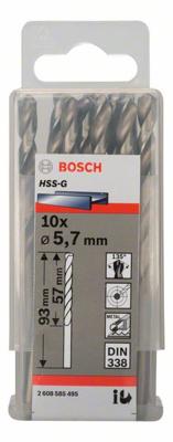 Bosch Accessories 2608585495 HSS Metaal-spiraalboor 5.7 mm Gezamenlijke lengte 93 mm Geslepen DIN 338 Cilinderschacht 10 stuk(s) Bosch Accessories 2608585495 HSS Metaal-spiraalboor 5.7 mm Gezamenlijke lengte 93 mm Geslepen DIN 338 Cilinderschacht 10 stuk(s)