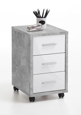 FMD Ladekast verplaatsbaar betonkleurig en hoogglans wit FMD Ladekast verplaatsbaar betonkleurig en hoogglans wit