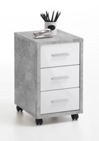 FMD Ladekast verplaatsbaar betonkleurig en hoogglans wit - thumbnail
