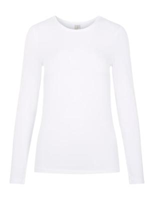 Dames ondershirt lange mouw - Long Tee - Katoenen T-shirt lange mouwen - Wit - Zwart - thumbnail