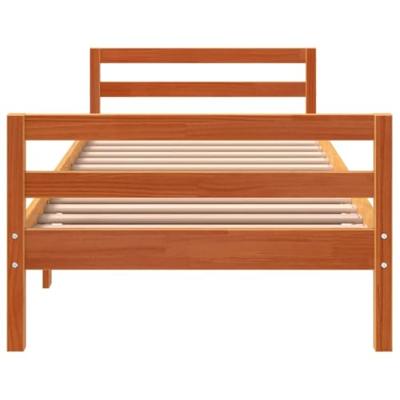 Bedframe zonder matras massief grenenhout wasbruin 75x190 cm