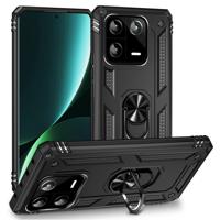 Lunso - Xiaomi 13 Pro - Armor backcover hoes met ringhouder - Zwart - thumbnail