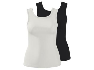 esmara Set van 2 dames tops (Zwart/wit, M (40/42))