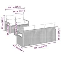 Tuinbankenset met kussen 6 pcs Grijs poly rattan - thumbnail