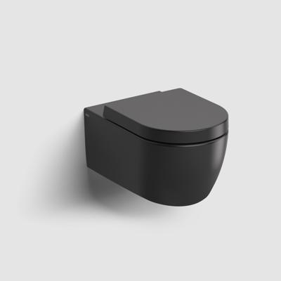 Wandtoilet Clou New Hammock 54cm Keramiek Mat Zwart inclusief Zitting met Deksel Wandtoilet Clou New Hammock 54cm Keramiek Mat Zwart inclusief Zitting met Deksel