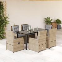 7-delige Tuinset met kussens poly rattan beige - thumbnail