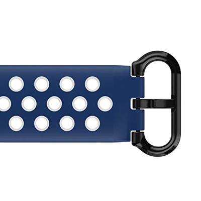 Hama Fitbit horlogeband 22 mm (verstelbare reservearmband voor smartwatch Fitbit Charge 5, sportarmband, ademend om te wisselen, siliconen wisselarmband, roestvrij stalen drukknop) blauw/grijs