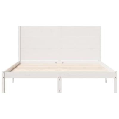 Bedframe extra lang zonder matras massief hout wit 140x220 cm