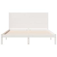 Bedframe extra lang zonder matras massief hout wit 140x210 cm - thumbnail