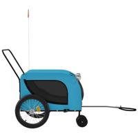 Hondenfietstrailer oxford stof en ijzer blauw en zwart - thumbnail