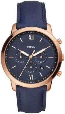 Horlogeband Fossil FS5237 / FS5454 Leder Blauw 22mm