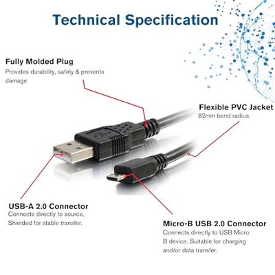 C2G C2G / Kabels naar Go A Mannelijke naar Micro-USB B Mannelijke Kabel 3 Meter Zwart