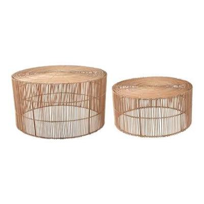 Kave Home Ronde Salontafel 'Elmina' Rotan, Set van 2 stuks Kave Home Ronde Salontafel 'Elmina' Rotan, Set van 2 stuks