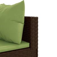 5-delige Loungeset met kussens poly rattan bruin - thumbnail