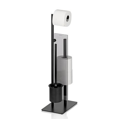 Kela - Toiletrol en WC-borstel Houder, 18 x 26 cm, Getint glas, Zwart