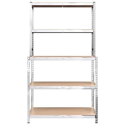 VidaXL Werktafel 5-laags met schappen staal & bewerkt hout zilverkleur