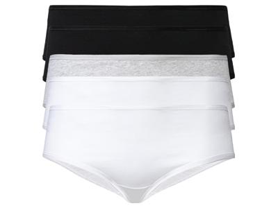esmara 5 dames hipsters (Zwart/Lichtgrijs/Wit, 3XL (56/58))