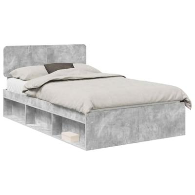 Bedframe met hoofdeinde Beton 120 x 190 cm Massief grenenhout
